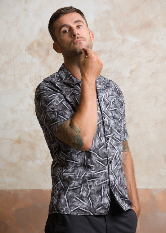 Casual Wear Printed Cuban Collar S/S Shirt