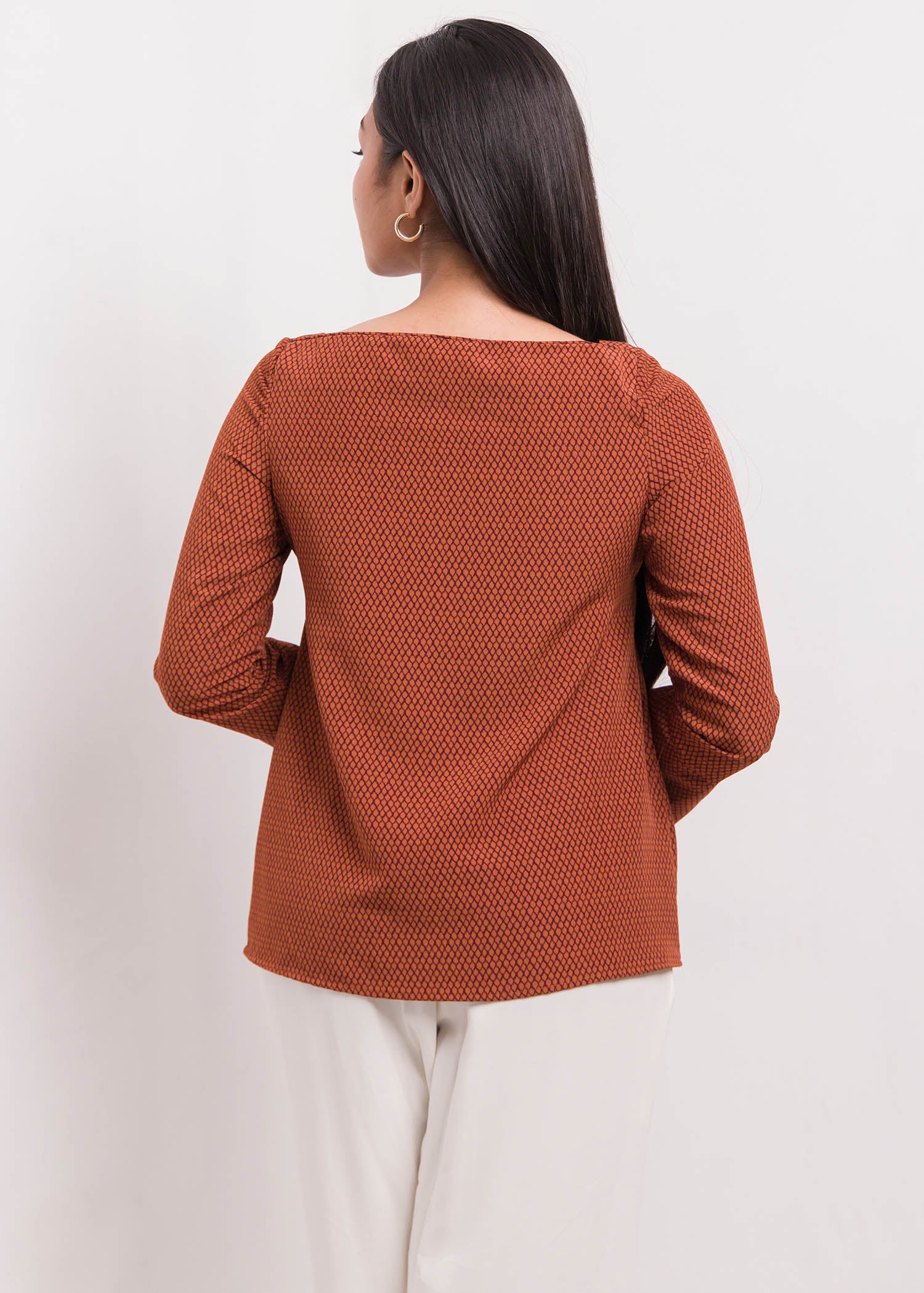Long Sleeve Blouse With Square Neck