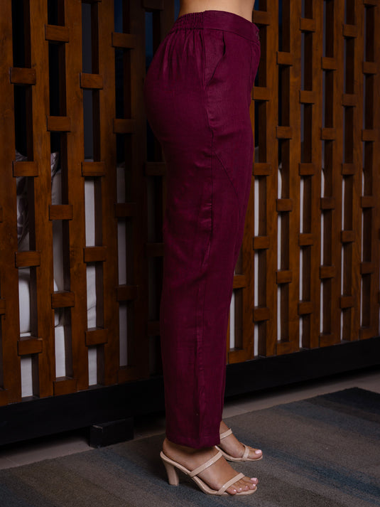 Cut panel detailed premium linen pant