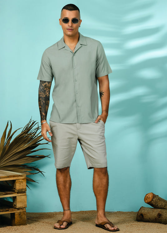 Graphic Printed Cuban  Collar Shirt