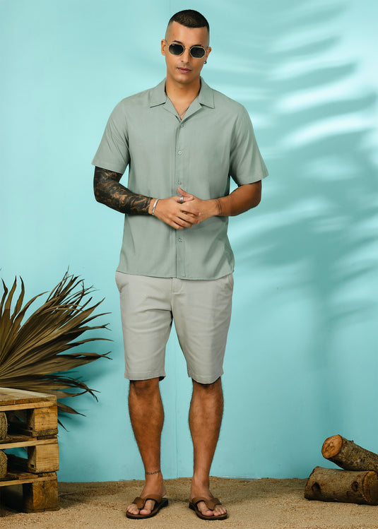 Graphic Printed Cuban  Collar Shirt