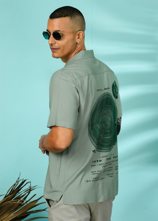 Graphic Printed Cuban  Collar Shirt