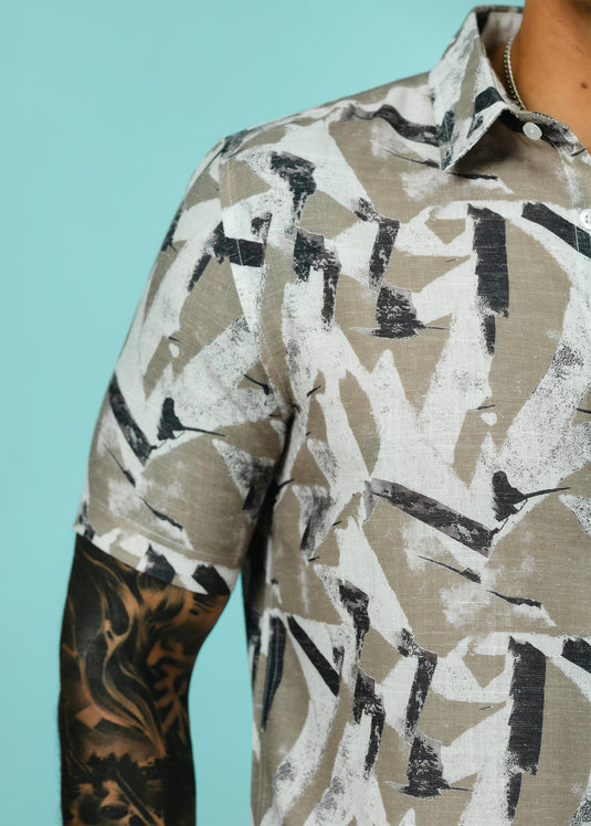 Casual Wear Printed  Cuban Collar Shirt