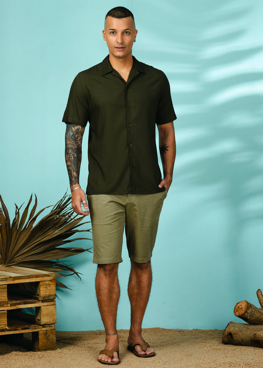 Graphic Printed Cuban  Collar Shirt