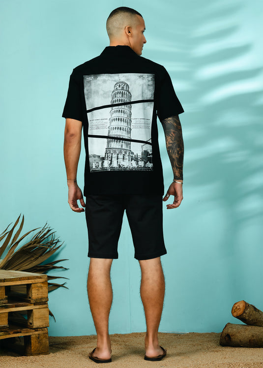 Graphic Printed Cuban  Collar Shirt