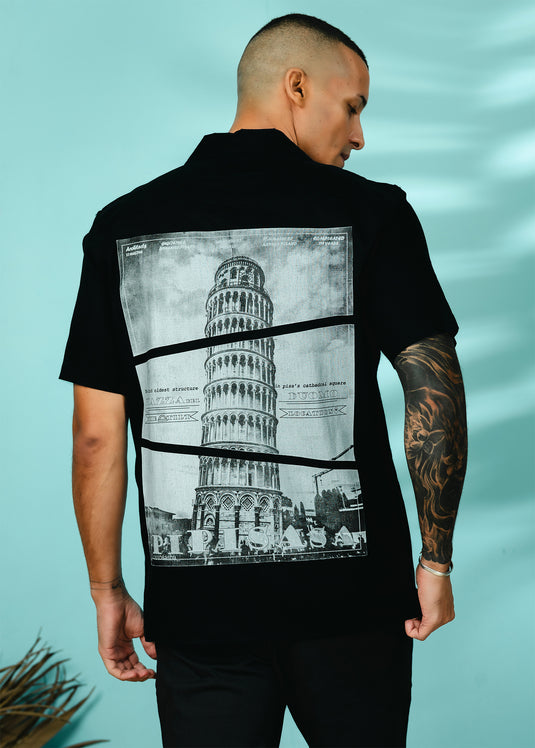 Graphic Printed Cuban  Collar Shirt