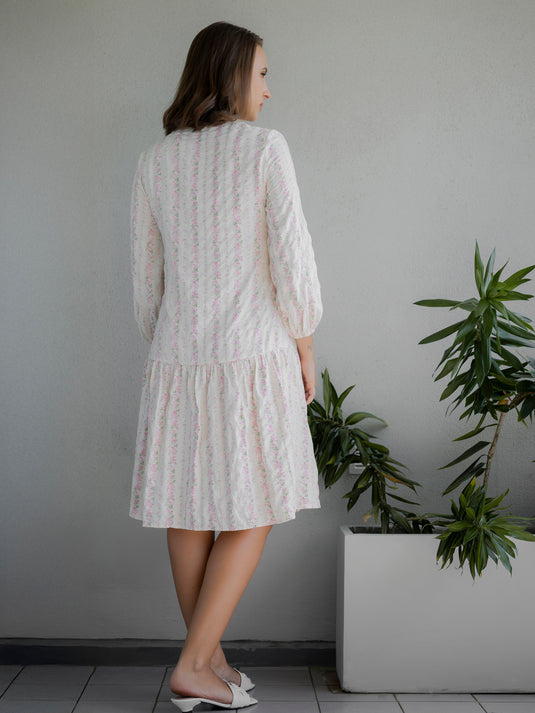 V neck long sleeve flowy dress