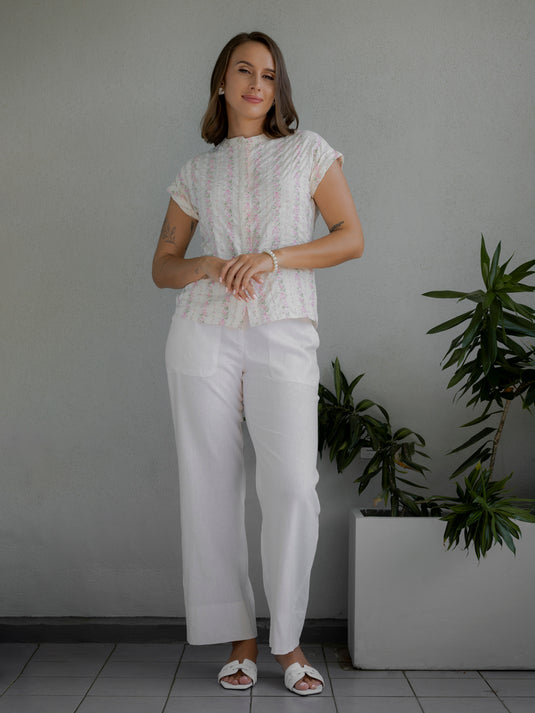 Basic blouse with mandarin collar