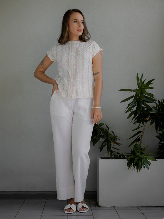 Basic blouse with mandarin collar