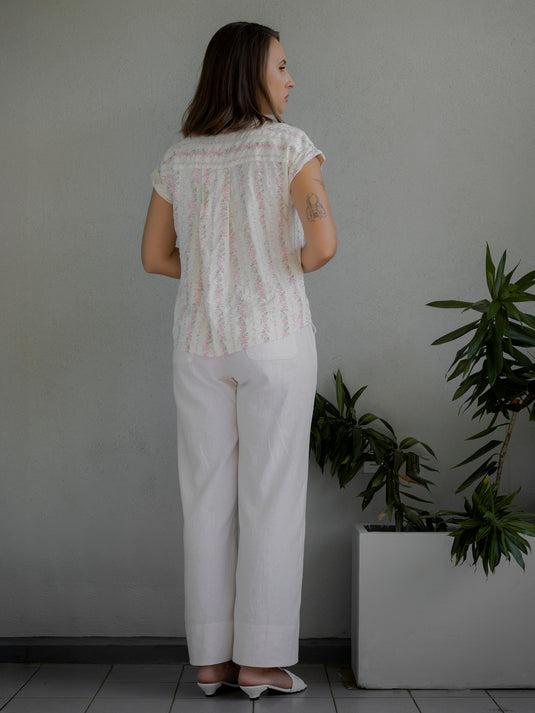 Basic blouse with mandarin collar