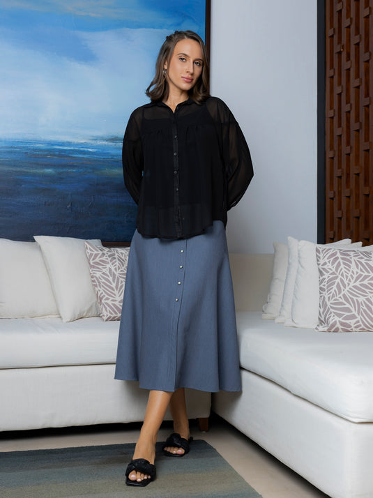 Cut panel detail flowy blouse