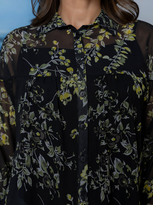 Cut panel detail flowy blouse