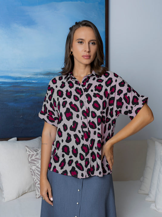 Button down kimono sleeve blouse