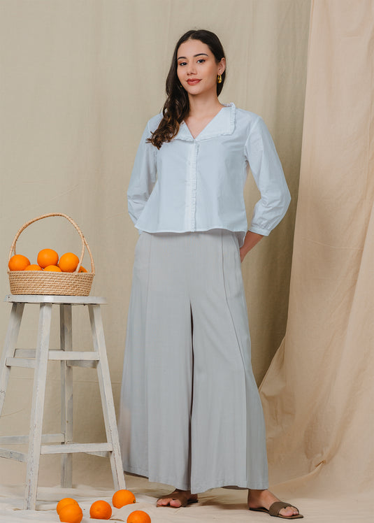 Button down blouse with frill detail