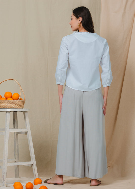 Button down blouse with frill detail