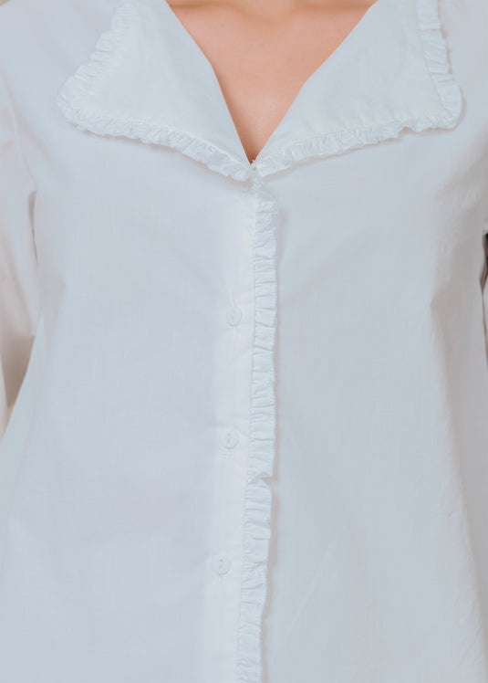Button down blouse with frill detail