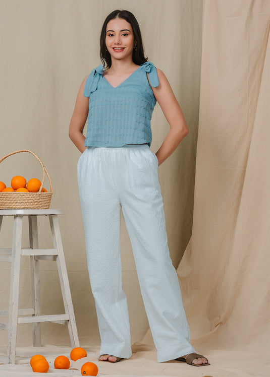 Crop top with shoulder tie ups