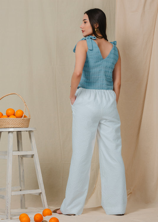 Crop top with shoulder tie ups