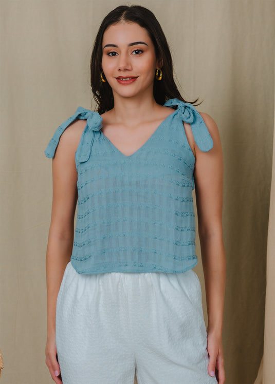 Crop top with shoulder tie ups