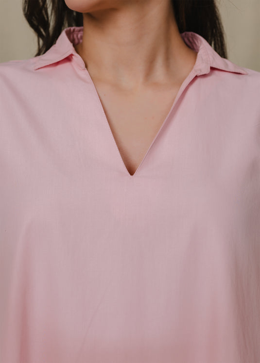 Short trapeze dress with long sleeves