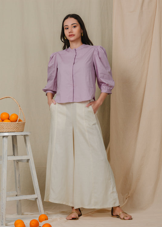 Puff sleeve button down blouse