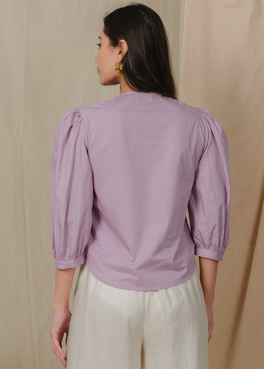 Puff sleeve button down blouse