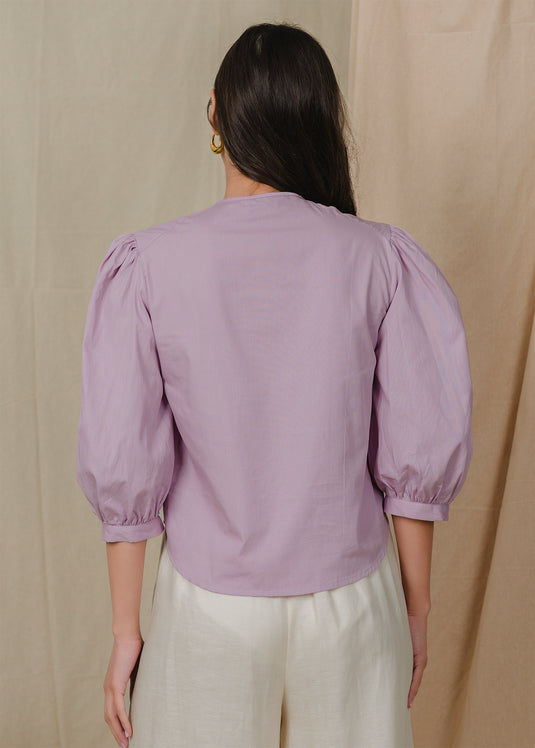 Puff sleeve button down blouse
