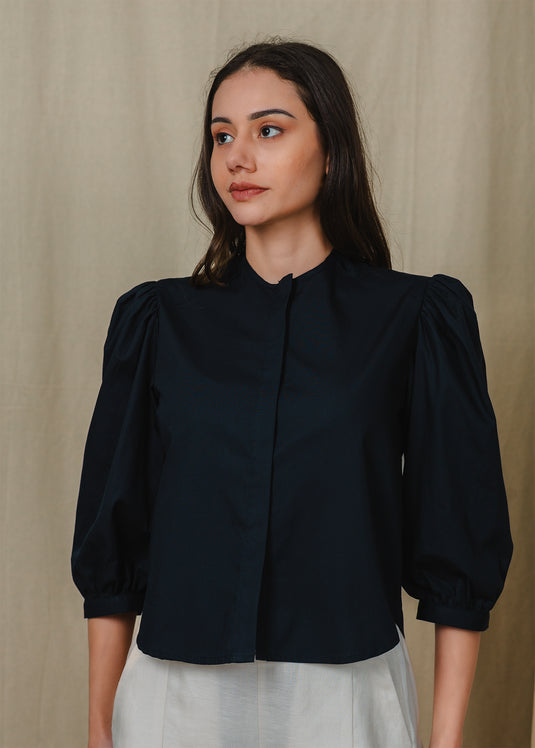 Puff sleeve button down blouse