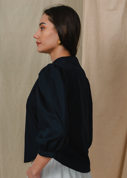 Puff sleeve button down blouse