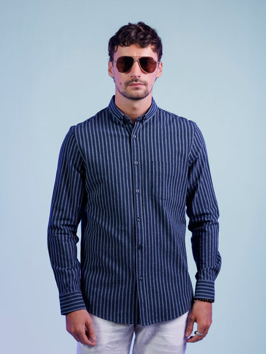Casual Wear Stripe Long Sleeve Shirt