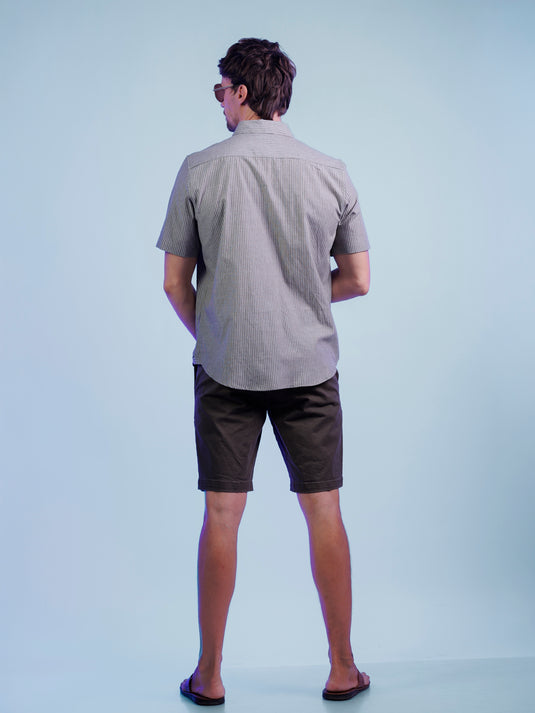 Casual Wear Stripe Short Sleeve Shirt