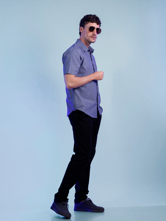 Casual Wear Stripe Short Sleeve Shirt