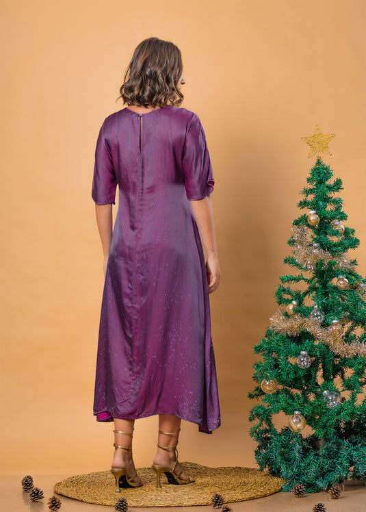 Batik round neck rayon silk dress