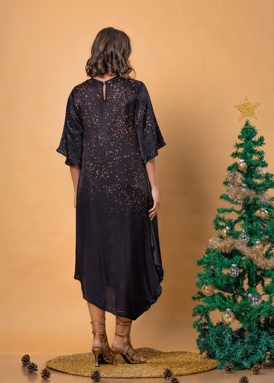 Batik drape side midi dress dress