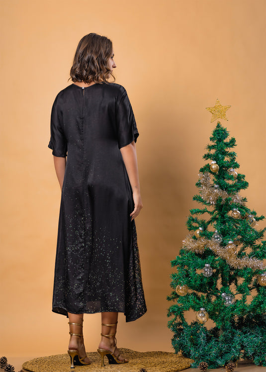 Batik round neck rayon silk dress