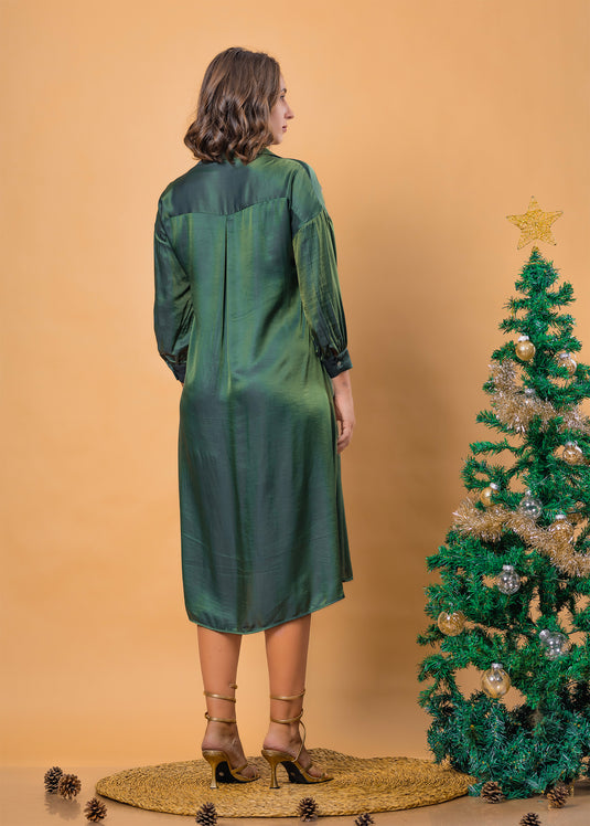 Batik floral dress detailed with bishop sleeves