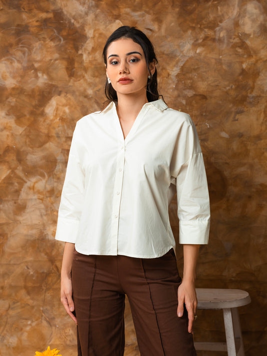 Basic shirt with three quarter sleeves