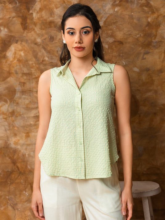 Sleeveless button down blouse