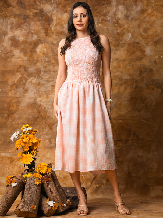 Sleeveless smocking dress