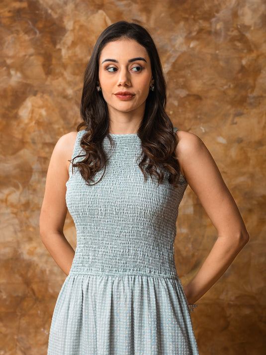 Sleeveless smocking dress