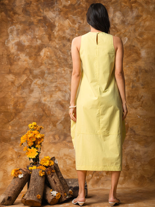 Sleeveless round neck midi dress