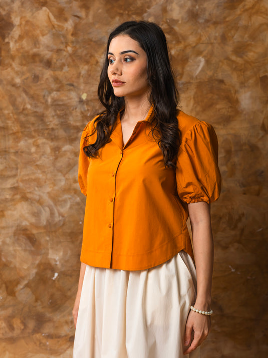 Puff sleeve button down blouse