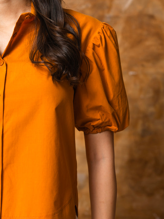 Puff sleeve button down blouse