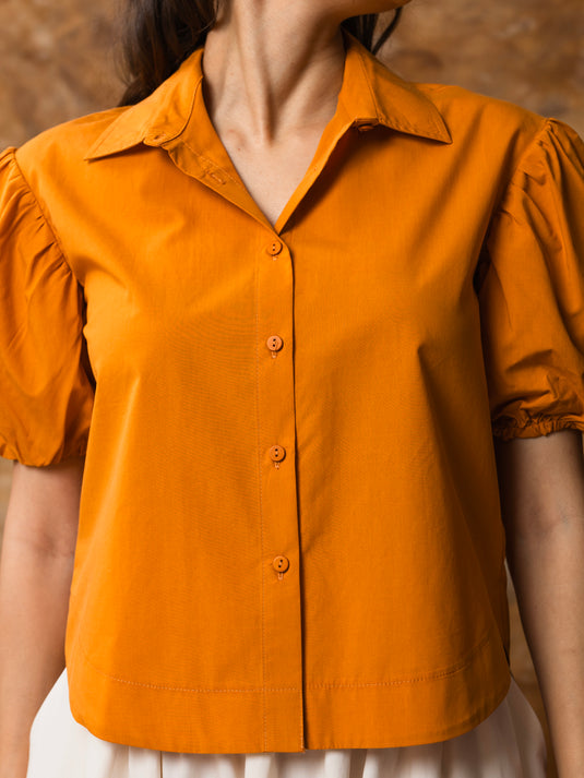 Puff sleeve button down blouse