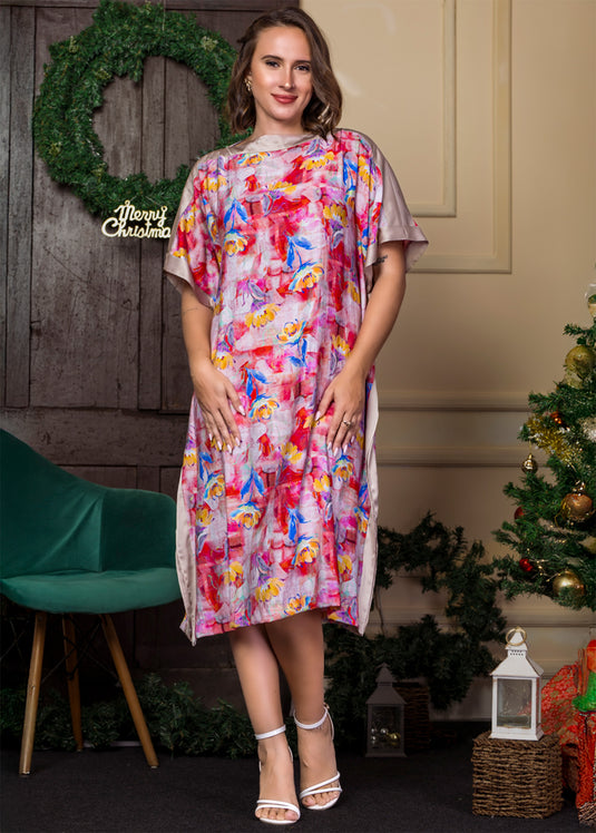 Printed Kaftan with Contrast Panels