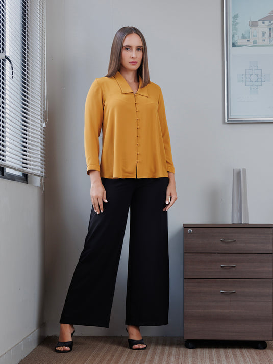 Collar detailed button down blouse