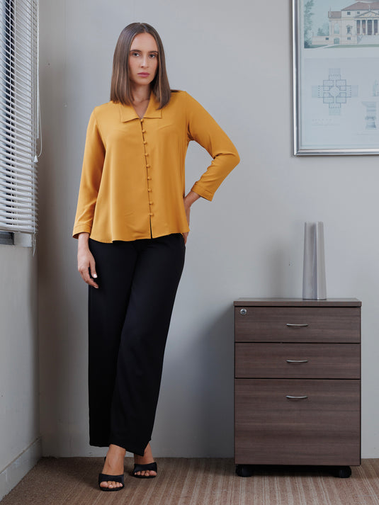 Collar detailed button down blouse