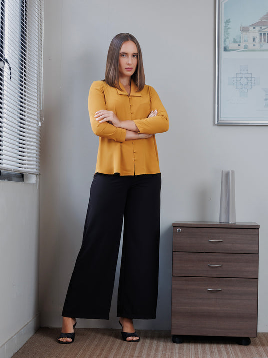 Collar detailed button down blouse