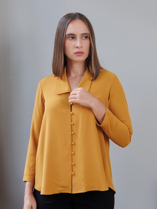 Collar detailed button down blouse
