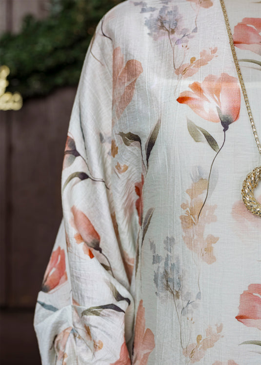 Printed Dolman Sleeve Short Dress